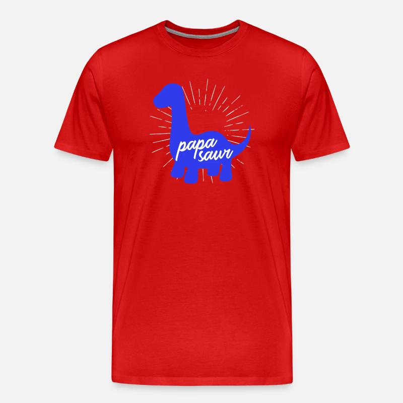 Papasaurier T-Rex Dinosaurier Vaterschaft Daddysaur - Männer Premium Bio T-Shirt - Rot