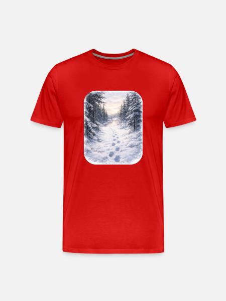 Winter Forest Path Morgenschein - Men's Premium Organic T-Shirt - red
