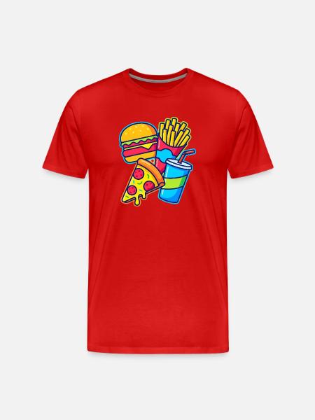 Fast Food Combo Illustration - Men's Premium Organic T-Shirt - red
