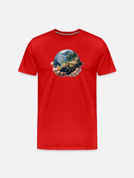 Earth in Hands: Global Responsibility - Men's Premium Organic T-Shirt - red