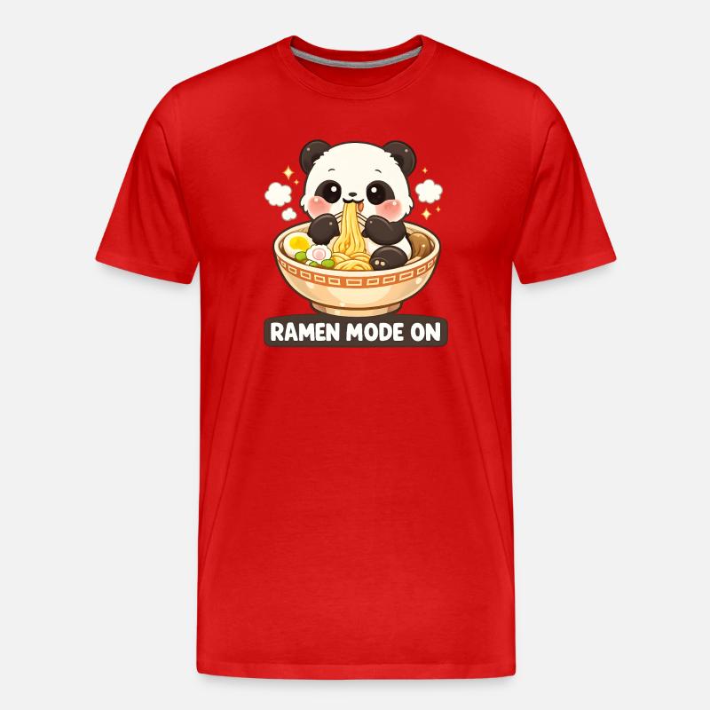 Ramen mode on Panda - Männer Premium Bio T-Shirt - Rot
