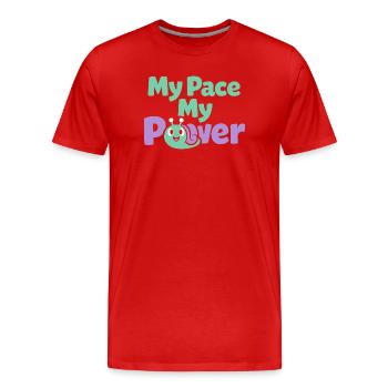 Identité parentale douce, lente - T-shirt bio Premium Homme - rouge - Devant - Damien (186cm)