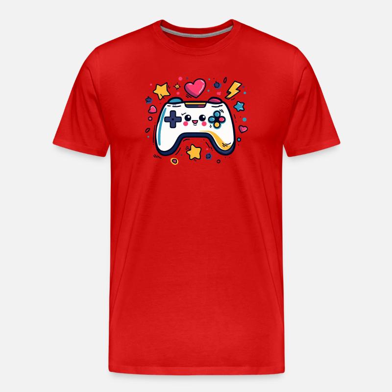 Kunterbunter Controller-Charme - Männer Premium Bio T-Shirt - Rot