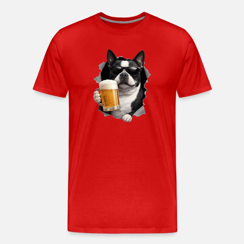 Boston Terrier Bier - Männer Premium Bio T-Shirt - Rot