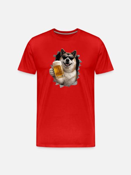 Akita Beer - Men's Premium Organic T-Shirt - red