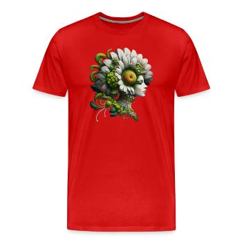 Flora Head Flower Dreams Portrait - T-shirt bio Premium Homme - rouge - Devant - Damien (186cm)