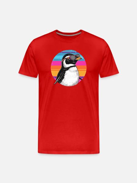 Penguin Neon Goggles Retro - Men's Premium Organic T-Shirt - red