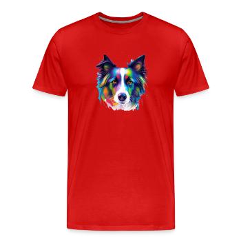 Colorful Border Collie Dog Face Paint Art - Men's Premium Organic T-Shirt - red - Front - Damien (186cm)