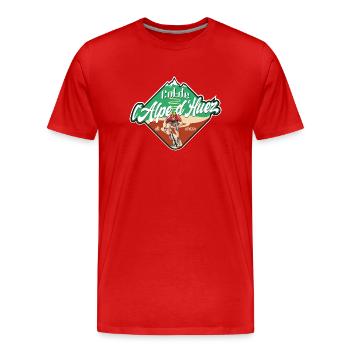 Col de l'Alpe d'Huez Cycliste - T-shirt bio Premium Homme - rouge - Devant - Damien (186cm)