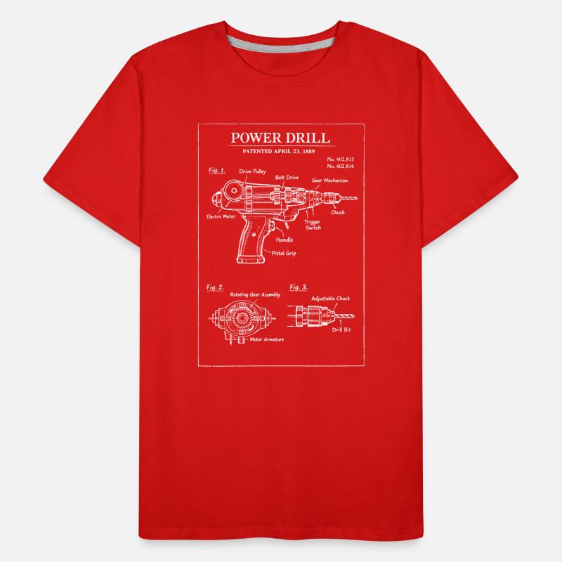 Plan de brevet pour perceuse mécanique T-shirt bio Premium Homme