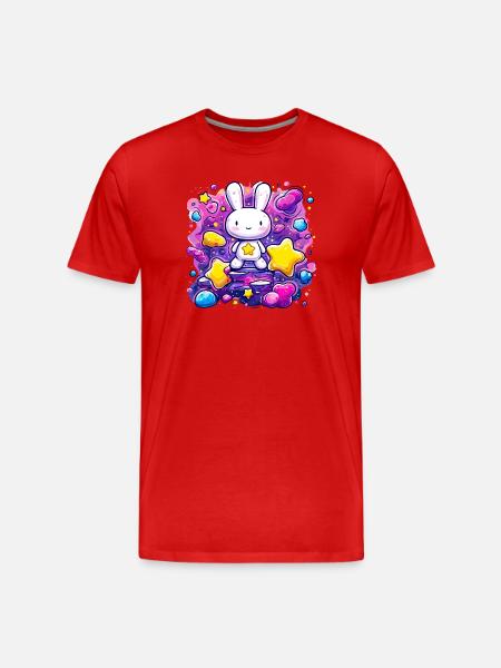 Space Star Bunny - Men's Premium Organic T-Shirt - red