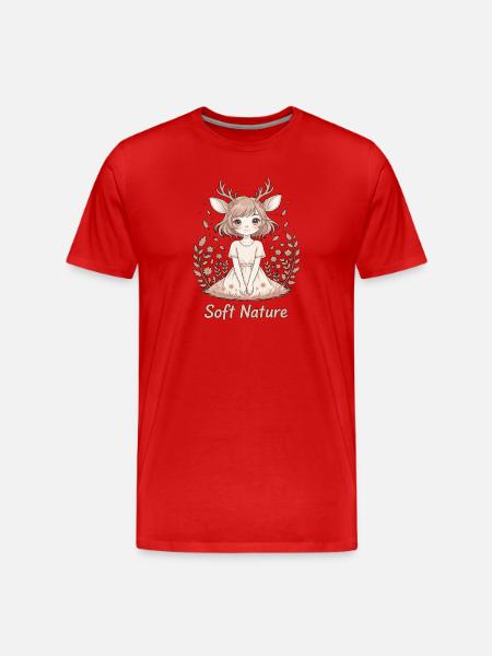 Soft Nature Delicate Anime Fawn Girl - Men's Premium Organic T-Shirt - red
