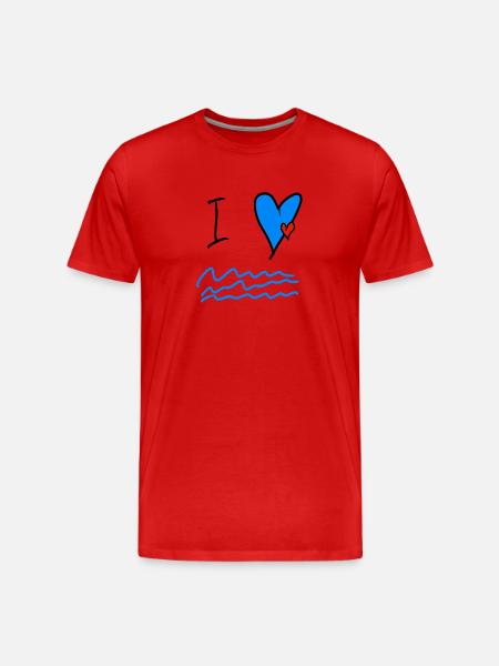 Sea Love Heart Waves Illustration - Men's Premium Organic T-Shirt - red