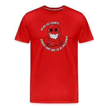 Das Leben ist courte.TR - Männer Premium Bio T-Shirt - Rot - Vorne - Damien (186cm)