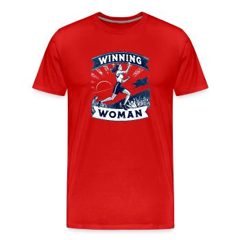 Femme gagnante | Jogging - T-shirt bio Premium Homme - rouge - Devant - Damien (186cm)