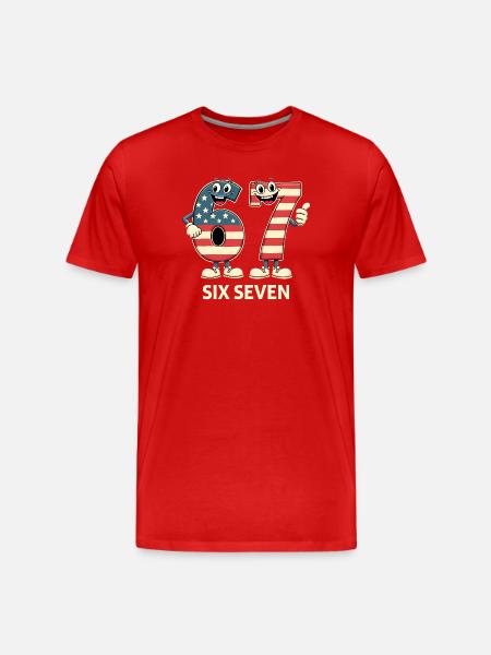 US Flag 67 Memes Six Seven - Men's Premium Organic T-Shirt - red