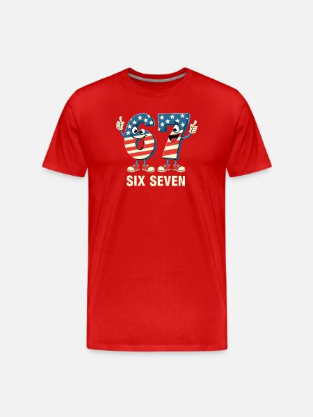 US Flag 67 Memes Six Seven - Men's Premium Organic T-Shirt - red
