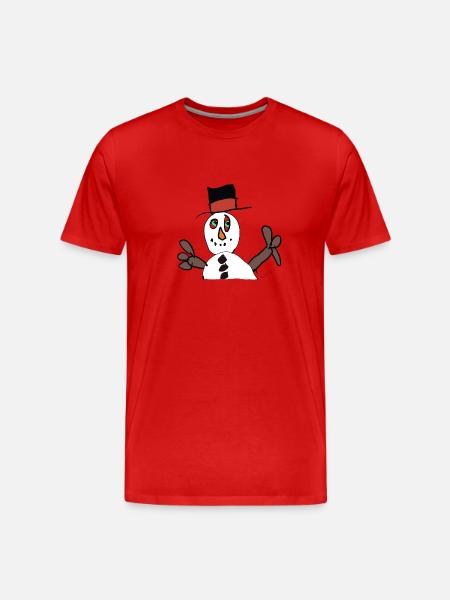 Winter Magic Snowman in Hat - Men's Premium Organic T-Shirt - red