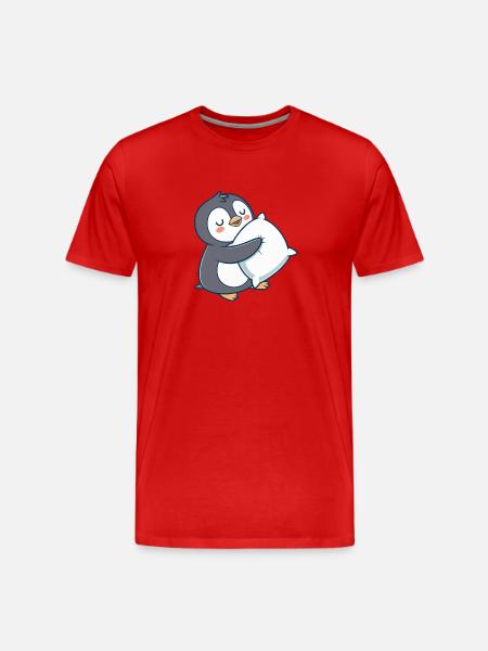 Pastel Cuddly Penguin - Men's Premium Organic T-Shirt - red
