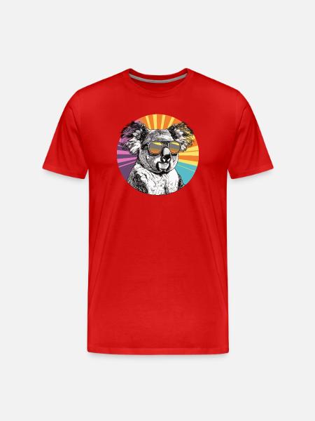 Koala with sunglasses in retro rainbow - Men's Premium Organic T-Shirt - red
