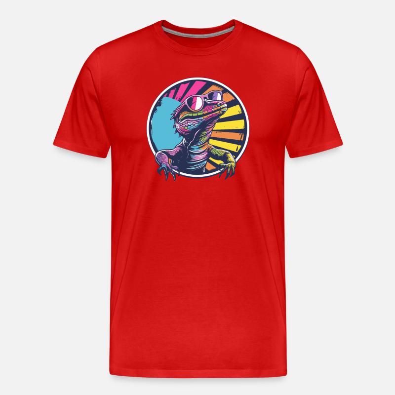 Neon Salamander Tier Sonnenbrille - Männer Premium Bio T-Shirt - Rot