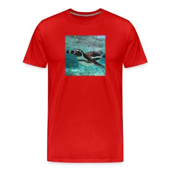 Penguin Underwater Turquoise Ocean Nature Design - Men's Premium Organic T-Shirt - red - Front - Damien (186cm)