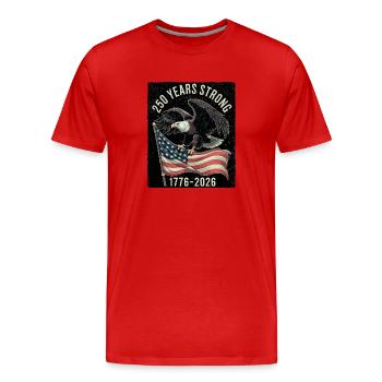 250 Years Strong 1776–2026 - Men's Premium Organic T-Shirt - red - Front - Damien (186cm)