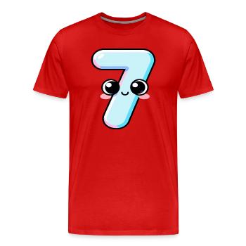 Nummer 7 Kawaii-Kuchen - Männer Premium Bio T-Shirt - Rot - Vorne - Damien (186cm)