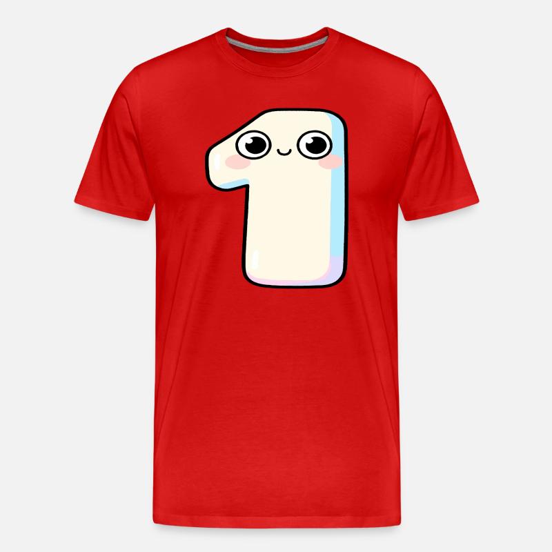 Nummer Eins Kawaii-Pastel - Männer Premium Bio T-Shirt - Rot