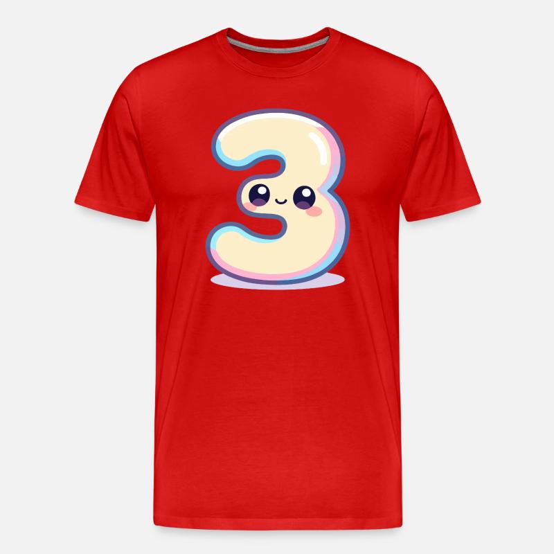 Nummer 3 Kawaii-Pastell - Männer Premium Bio T-Shirt - Rot