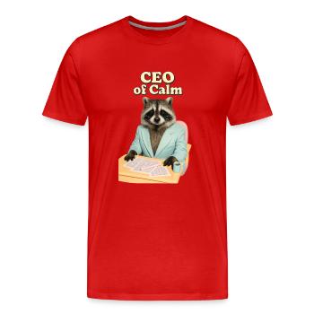 CEO of Calm: Raccoon in a suit - Men's Premium Organic T-Shirt - red - Front - Damien (186cm)