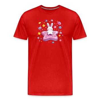 Kleiner Hase auf Pinkem Sternzauber - Männer Premium Bio T-Shirt - Rot - Vorne - Damien (186cm)
