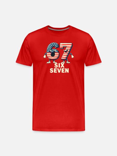 US Flag 67 Memes Six Seven - Men's Premium Organic T-Shirt - red