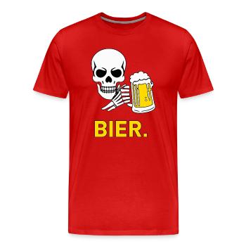 BEER. – Skull & Beer Mug After-Work Motif - Men's Premium Organic T-Shirt - red - Front - Damien (186cm)