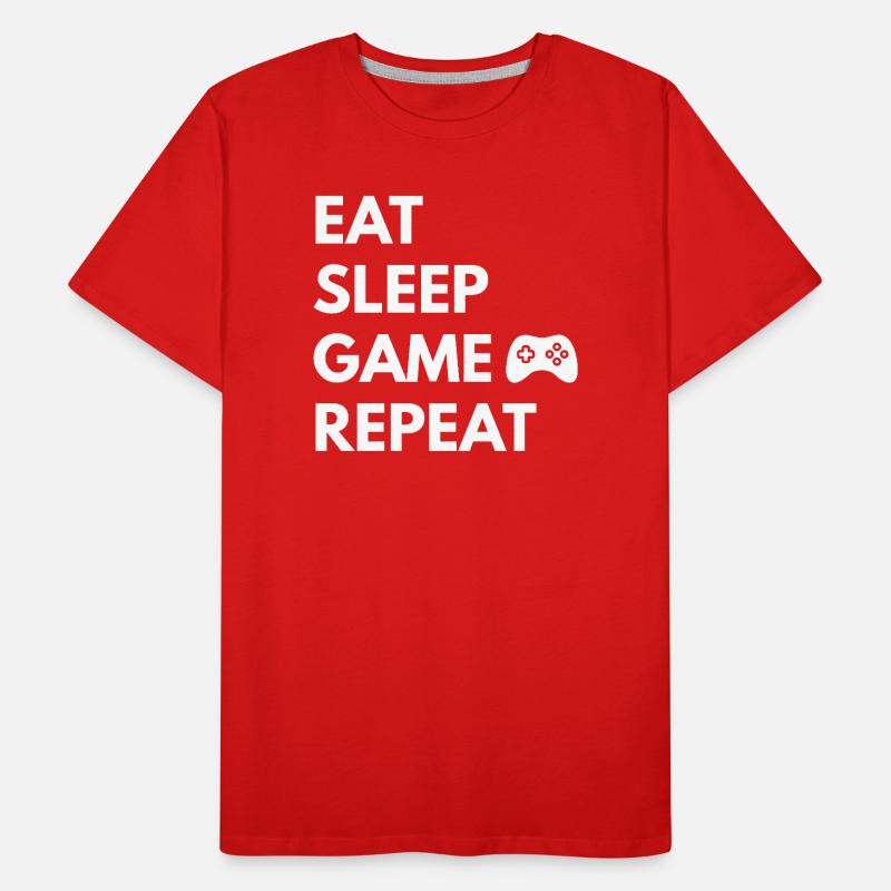 Répéter le jeu Eat Sleep – Devise du jeu T-shirt bio Premium Homme