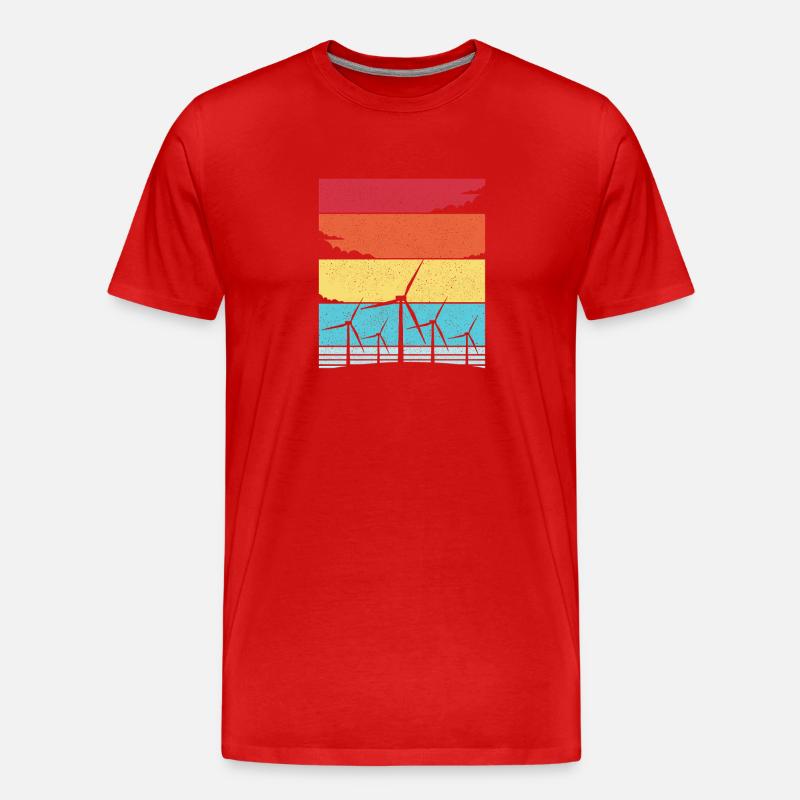 Énergie éolienne Éolienne Éolienne - T-shirt bio Premium Homme - rouge