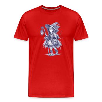 Sorcière de la Forêt avec la Lanterne - T-shirt bio Premium Homme - rouge - Devant - Damien (186cm)
