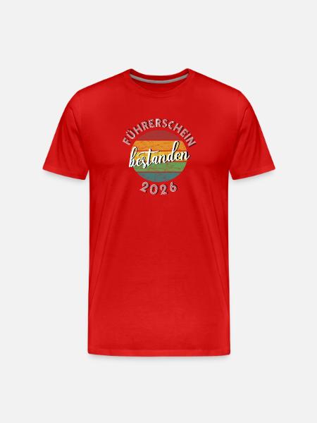 Führerschein 2026 bestanden Fahrprüfung Geschenk - Männer Premium Bio T-Shirt - Rot