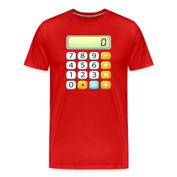 Neon Calculator Icon Tee - Men's Premium Organic T-Shirt - red - Front - Damien (186cm)