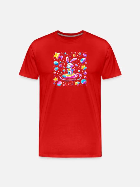 Cosmischer Rabbit on Star Wave - Men's Premium Organic T-Shirt - red