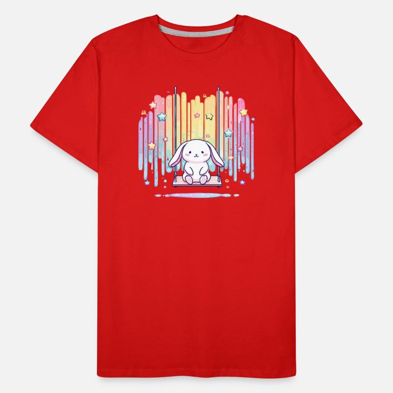 Pastel bunny on swing rainbow Men's Premium Organic T-Shirt