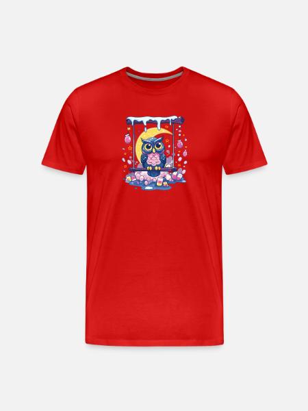 Moonlit Night Owl Swing Scene - Men's Premium Organic T-Shirt - red