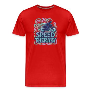 Speed Therapy - Moto - T-shirt bio Premium Homme - rouge - Devant - Damien (186cm)