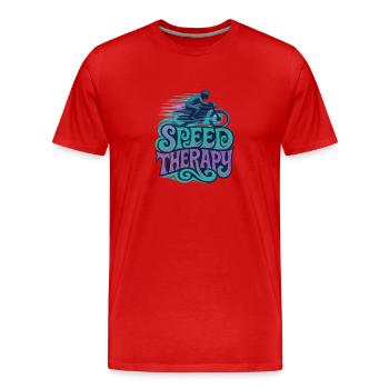 Speed Therapy – Motorrad - Männer Premium Bio T-Shirt - Rot - Vorne - Damien (186cm)