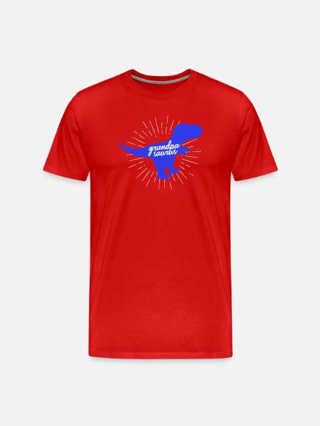 Grandpasaurus T-Rex Silhouette Dinosaur Papa - Men's Premium Organic T-Shirt - red