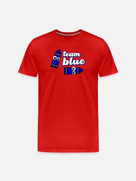 Funny Crayon Blue Team - Men's Premium Organic T-Shirt - red
