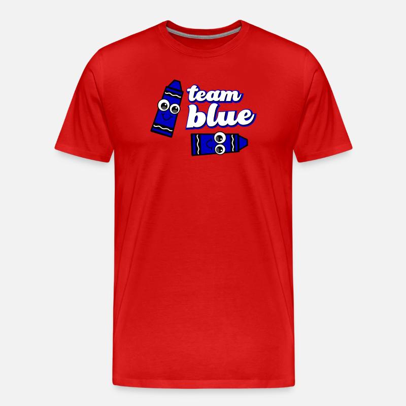Lustiges Crayon Blue Team - Männer Premium Bio T-Shirt - Rot