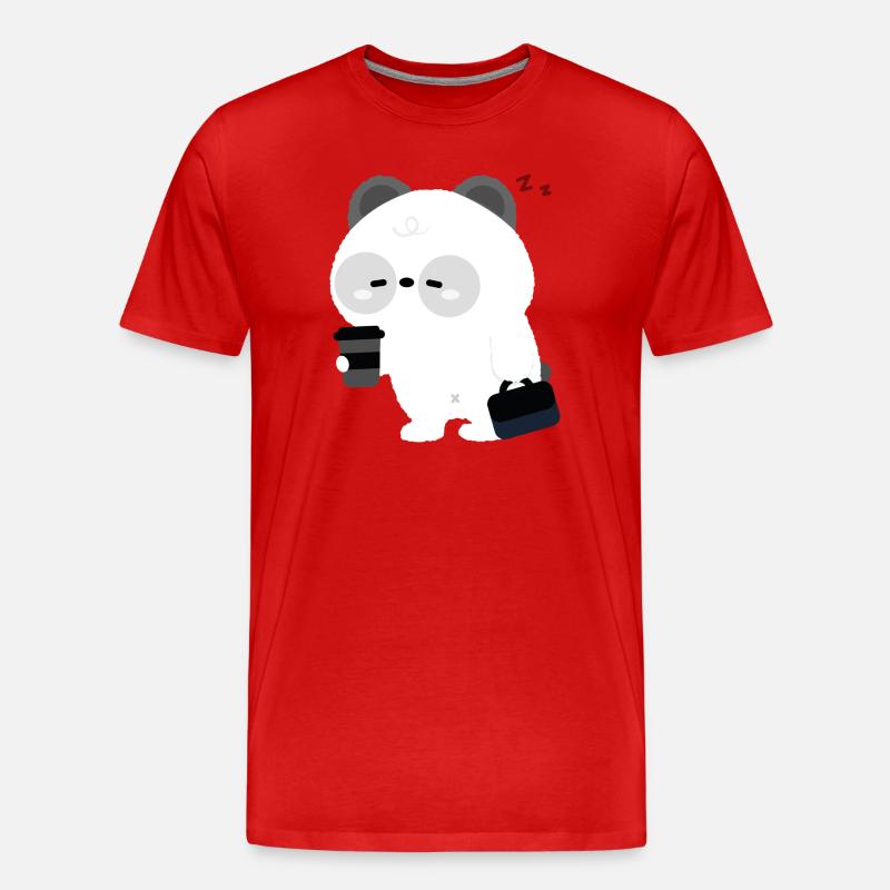 Panda Kaffeepause - Männer Premium Bio T-Shirt - Rot
