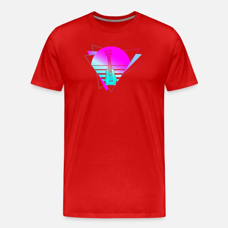 Hawaiian Ukulele Uke Retro 80s 90s - Männer Premium Bio T-Shirt - Rot