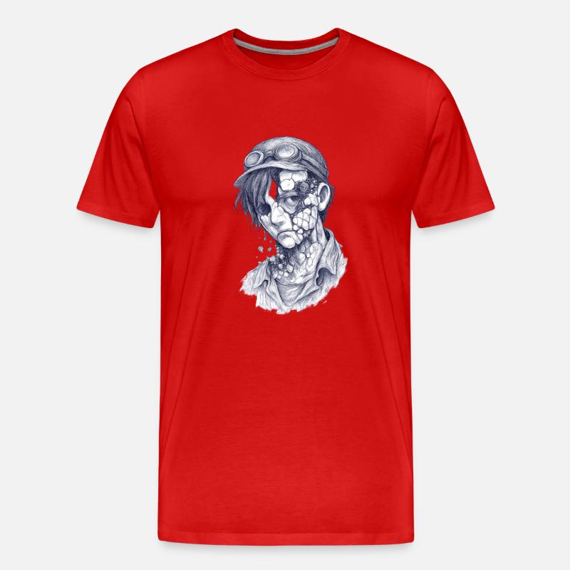 Zerfallener Mechaniker| Surrealer Zomie-Junge - Männer Premium Bio T-Shirt - Rot